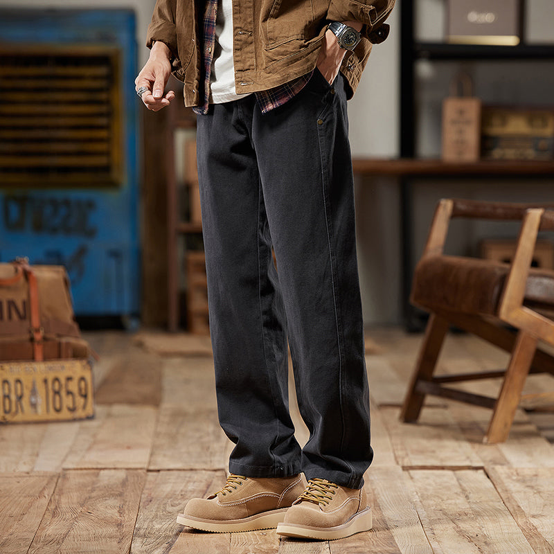 款潮牌純棉長褲子美式休閑黑色直筒褲