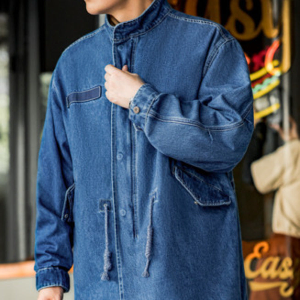 復古M65丹寧牛仔魚尾寬松廓形外套