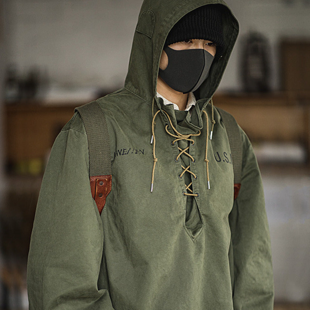 美式復古二戰甲板服短款風衣惡劣天氣外套連帽衫