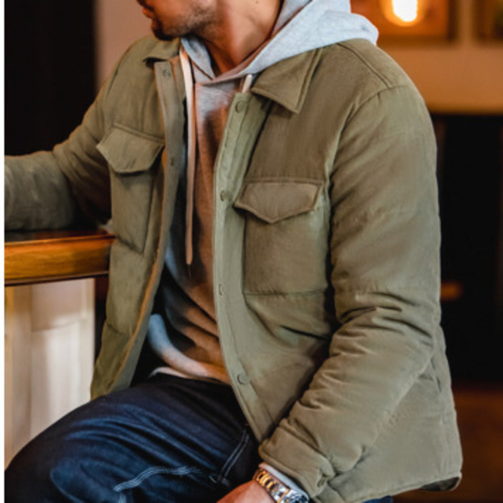 美式休閑雙面桃皮絨棉衣親膚保暖加厚棉襖短外套