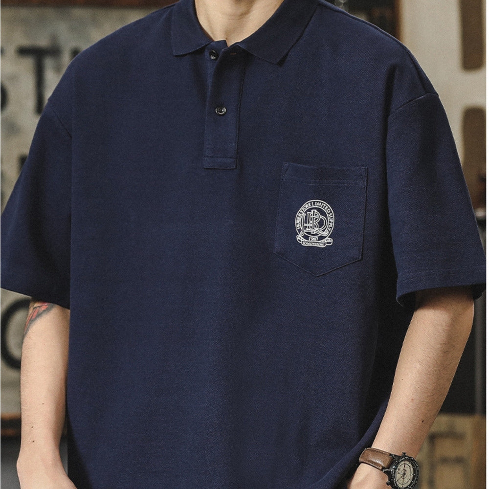 高級感舒適翻領T恤男士潮牌高端黑色簡約寬松潮流百搭短袖Polo衫