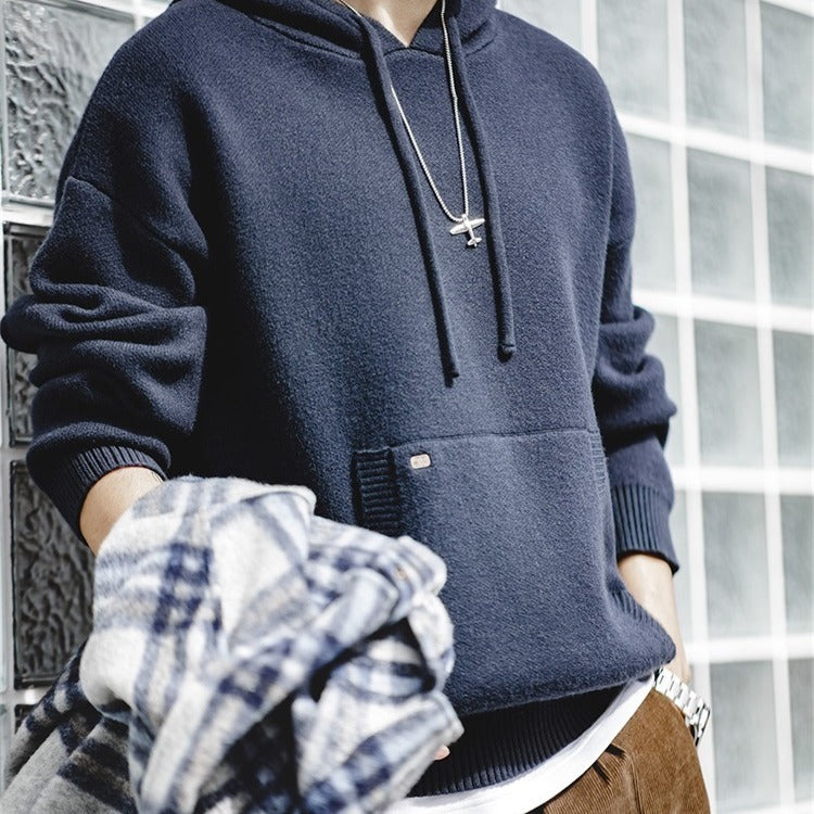 休閑連帽針織衫衛衣cityboy套頭加厚外套