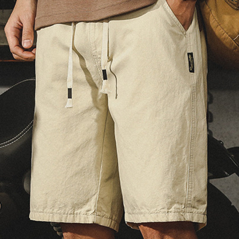 美式工裝短褲男款夏季寬松大碼純色百搭直筒五分休閑褲子