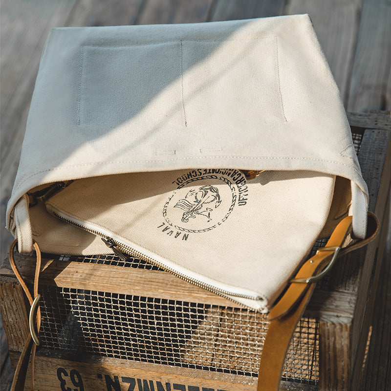 美式子母做舊印花工具包簡約斜挎包