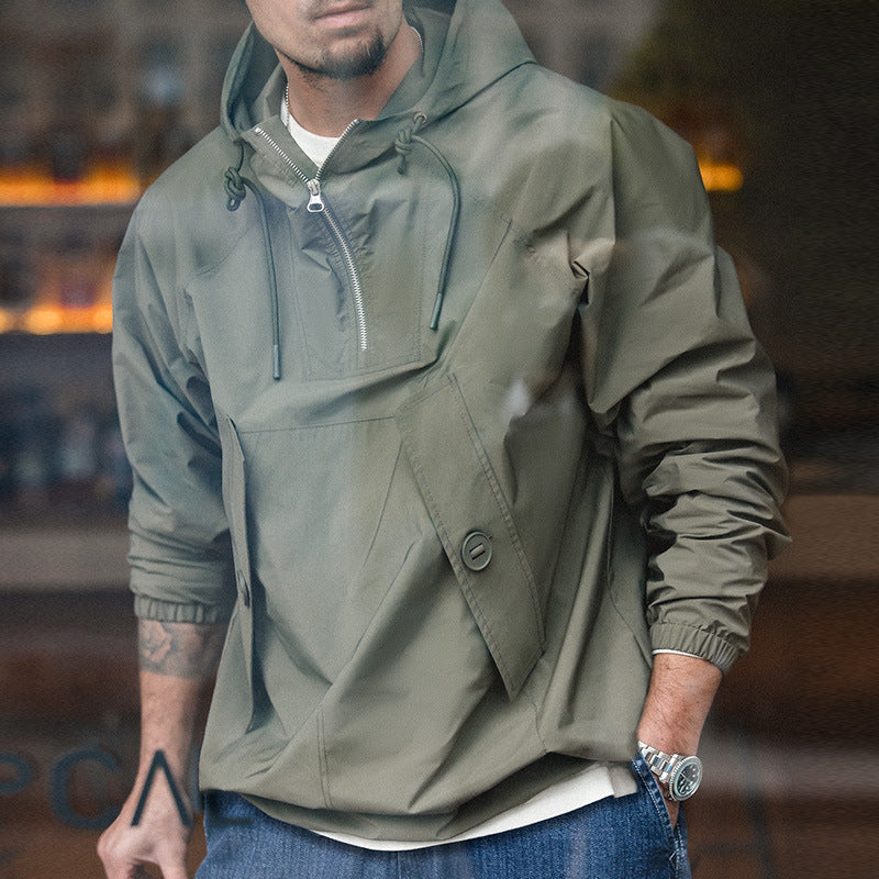 復古惡劣天氣風衣甲板服連帽衛衣防護外套罩衫