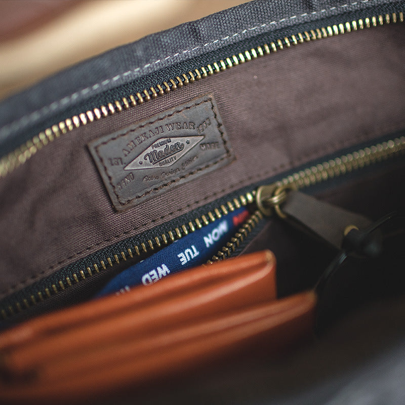 復古單肩通勤郵差耐磨做舊防水帆布包