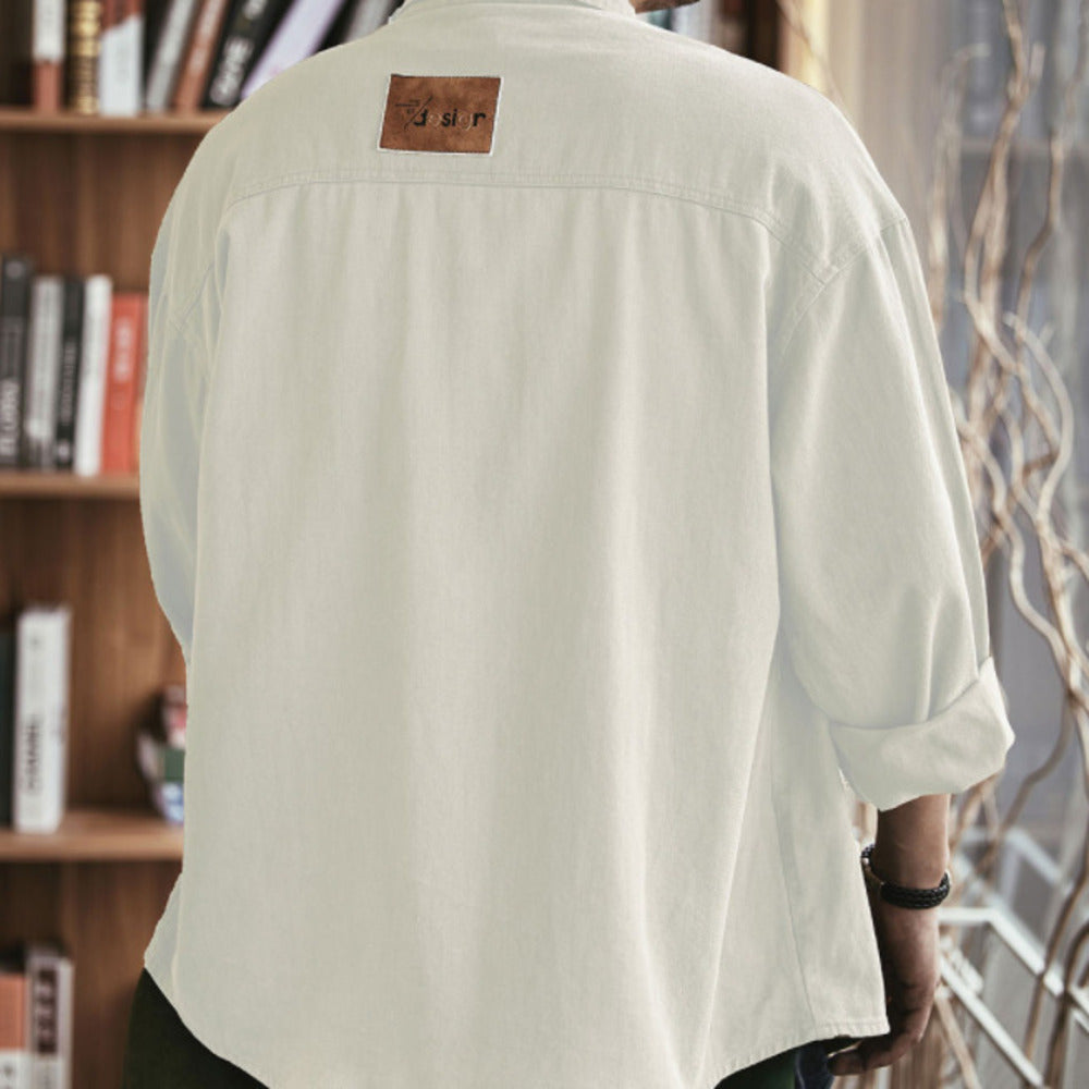 美式工裝襯衫男長袖春秋季潮牌大碼寬松休閑襯衣復古牛仔外套