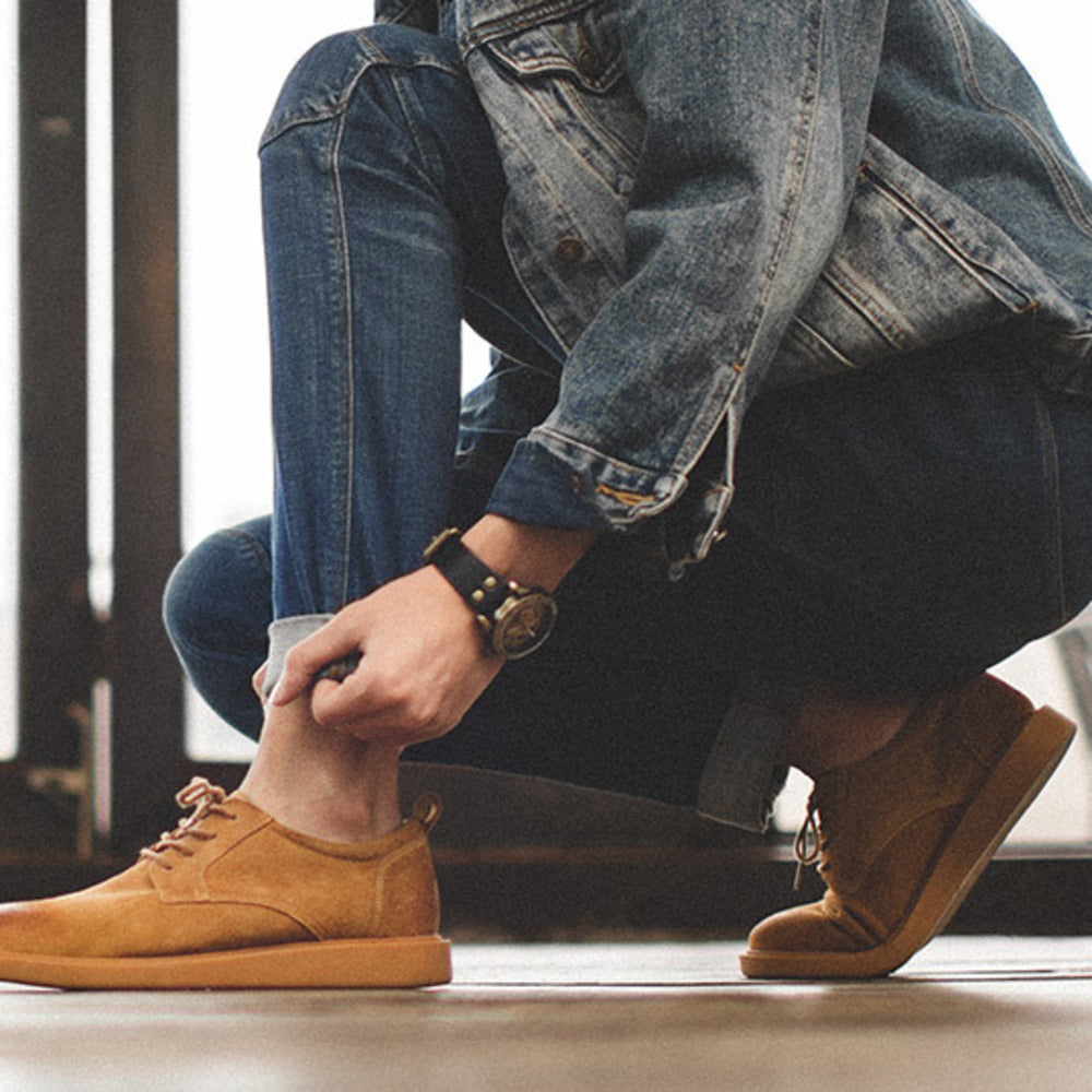 男鞋夏季新款英倫風棕色板鞋百搭大頭休閒皮鞋潮低幫工裝鞋