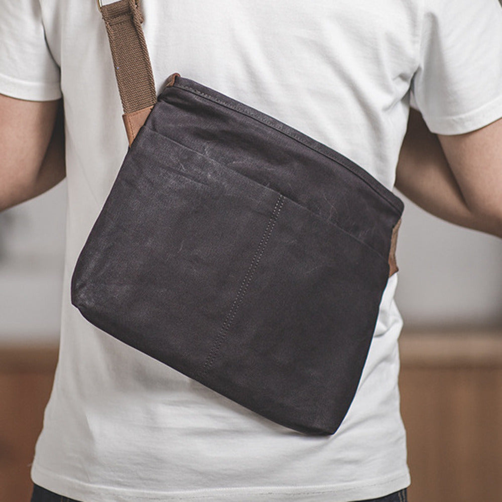 復古單肩通勤郵差耐磨做舊防水帆布包