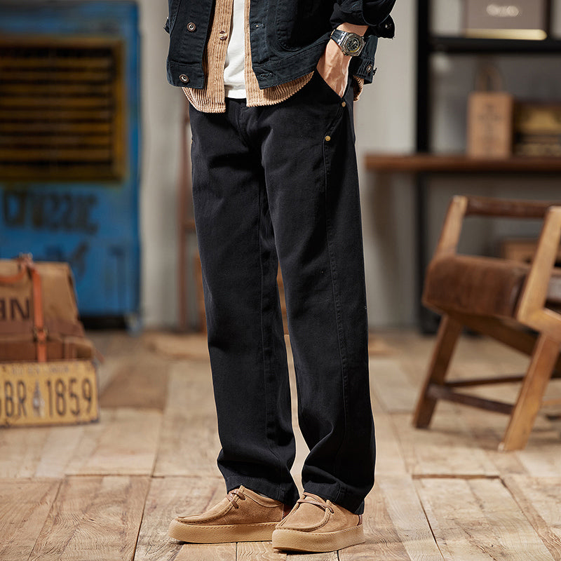 款潮牌純棉長褲子美式休閑黑色直筒褲
