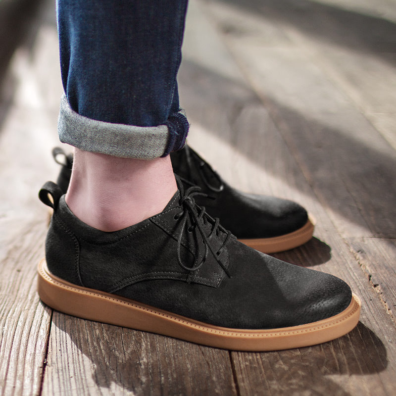 男鞋夏季新款英倫風棕色板鞋百搭大頭休閒皮鞋潮低幫工裝鞋