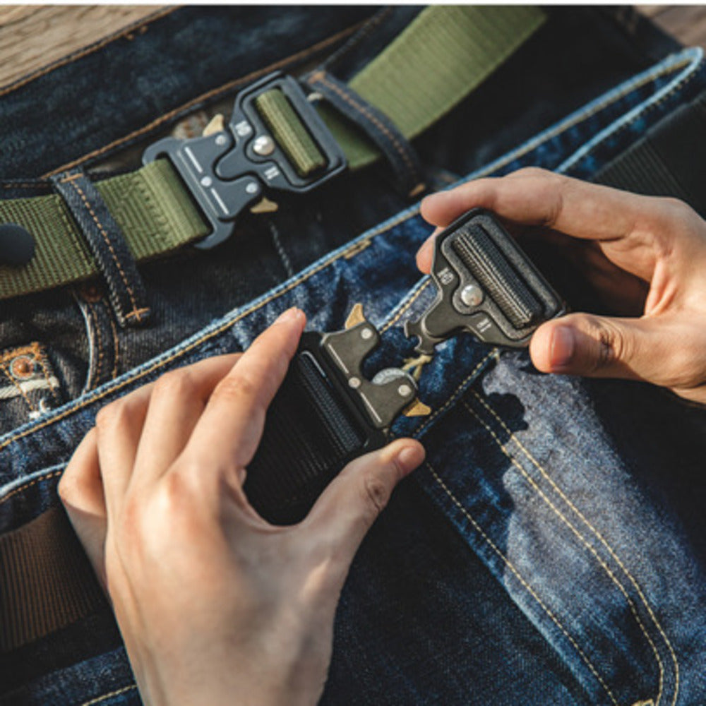 復古戰術自動腰帶眼鏡蛇機能帆布特種戶外執政褲腰帶