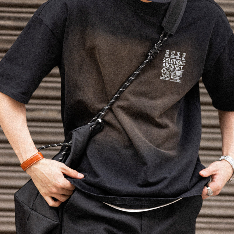 美式復古水洗做舊T恤蠟染水洗休閑印花半袖短袖棉打底衫