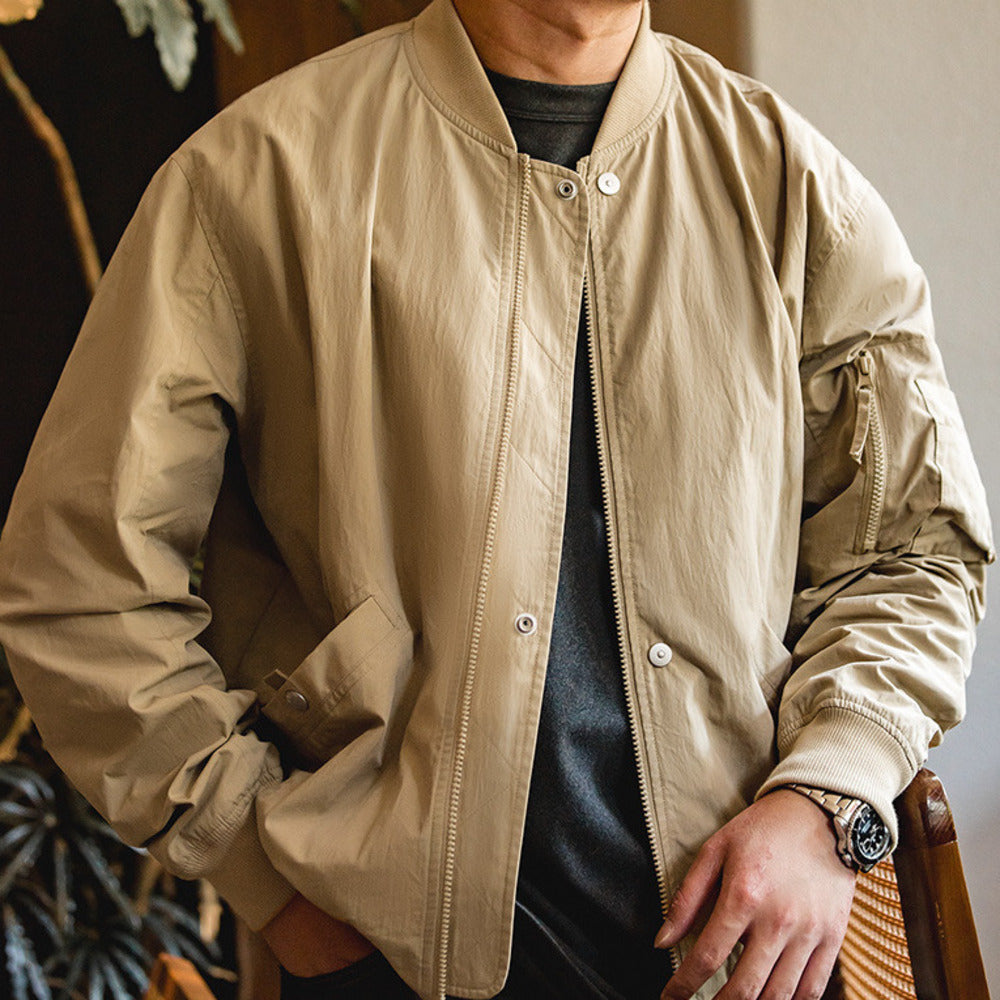 美式空中MA1飛行員夾克卡其色棒球服復古短款外套