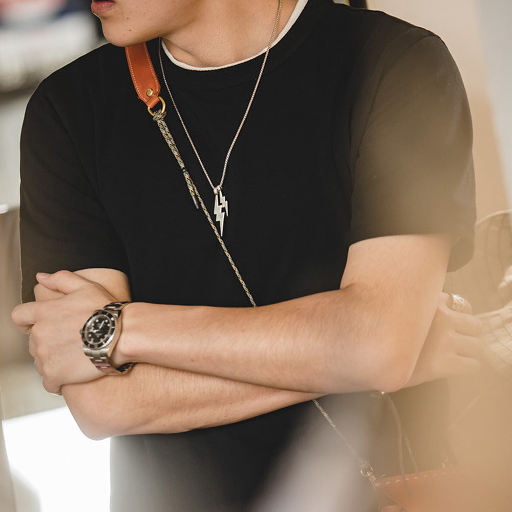 美式復古32支白色t恤內搭二本針夏季短袖打底衫