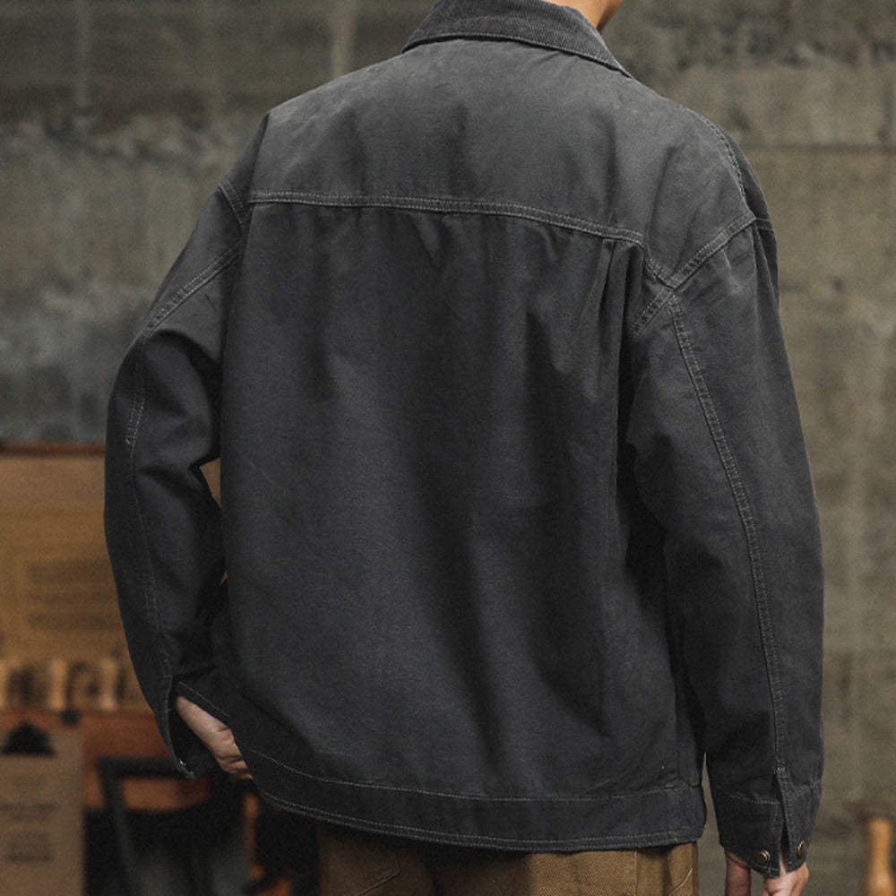 美式復古平替卡哈特工裝外套男春季寬松翻領底特律獵裝夾克