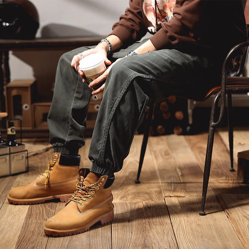 美式復古休閑褲男款夏季寬松工裝褲子男士戶外百搭潮牌束腳褲