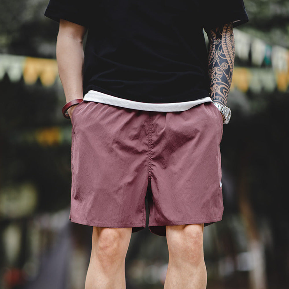 美式復古ARMY訓練運動短褲薄款字母刺繡直筒四分褲