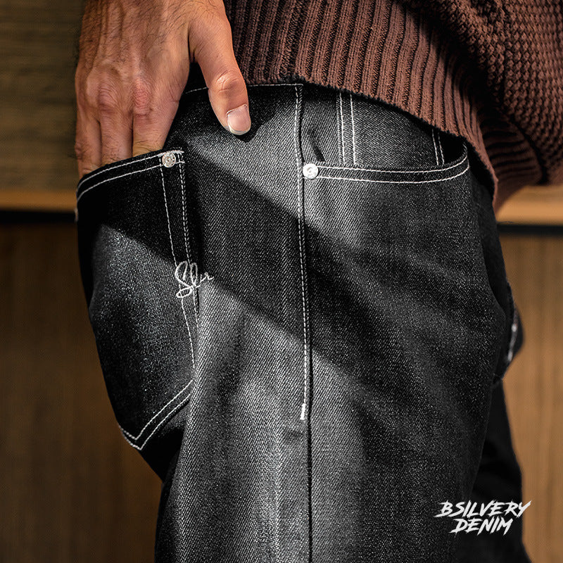 復古銀牛丹寧原漿赤耳牛仔褲阿美咔叽直筒長褲