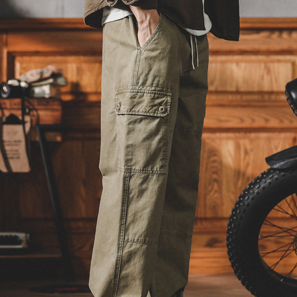 美式復古工裝褲男士寬松大碼直筒休閑褲秋季潮牌戶外運動長褲