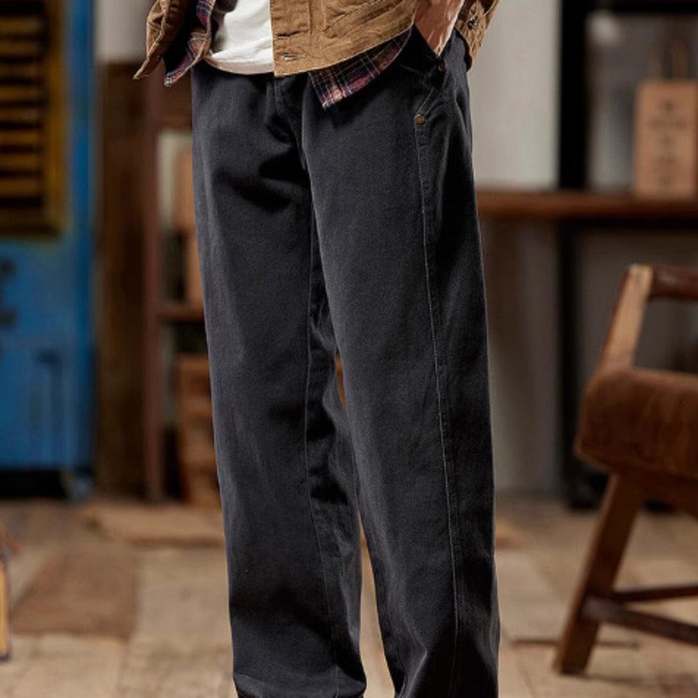 款潮牌純棉長褲子美式休閑黑色直筒褲