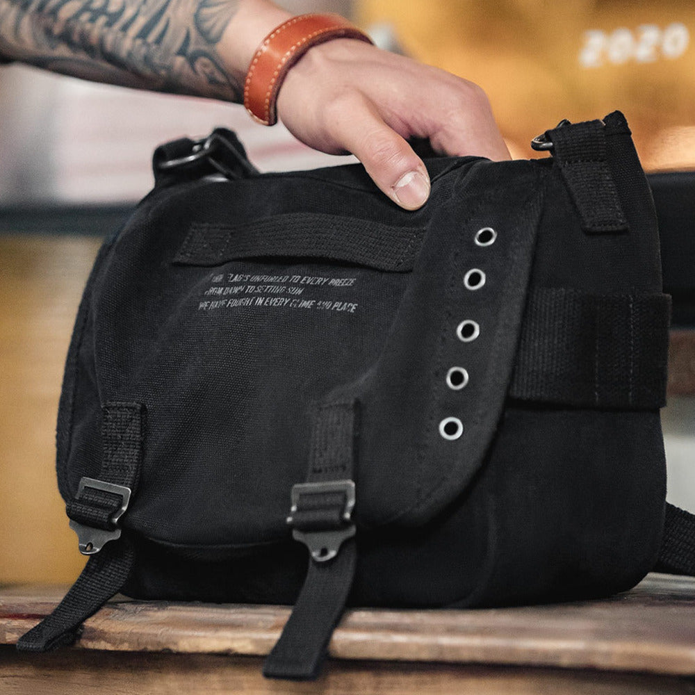 美式M1961字母帆布斜挎包手提单肩机车腰差包