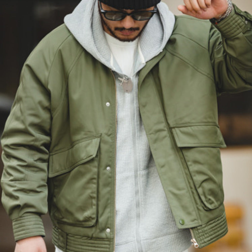 復古加厚夾克飛行員翻領棉衣口袋外套保暖棉服
