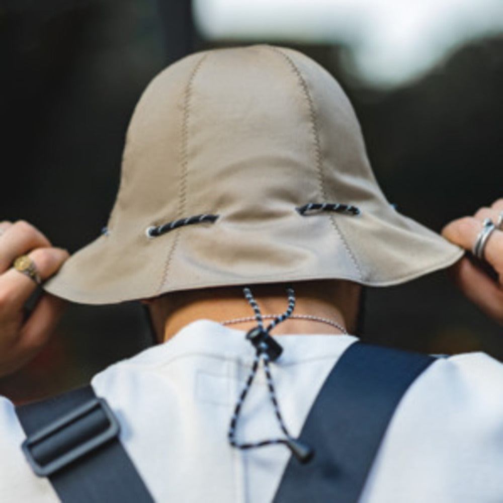 復古黑色兩用漁夫帽便攜手提零錢包錢袋帽遮陽帽子包