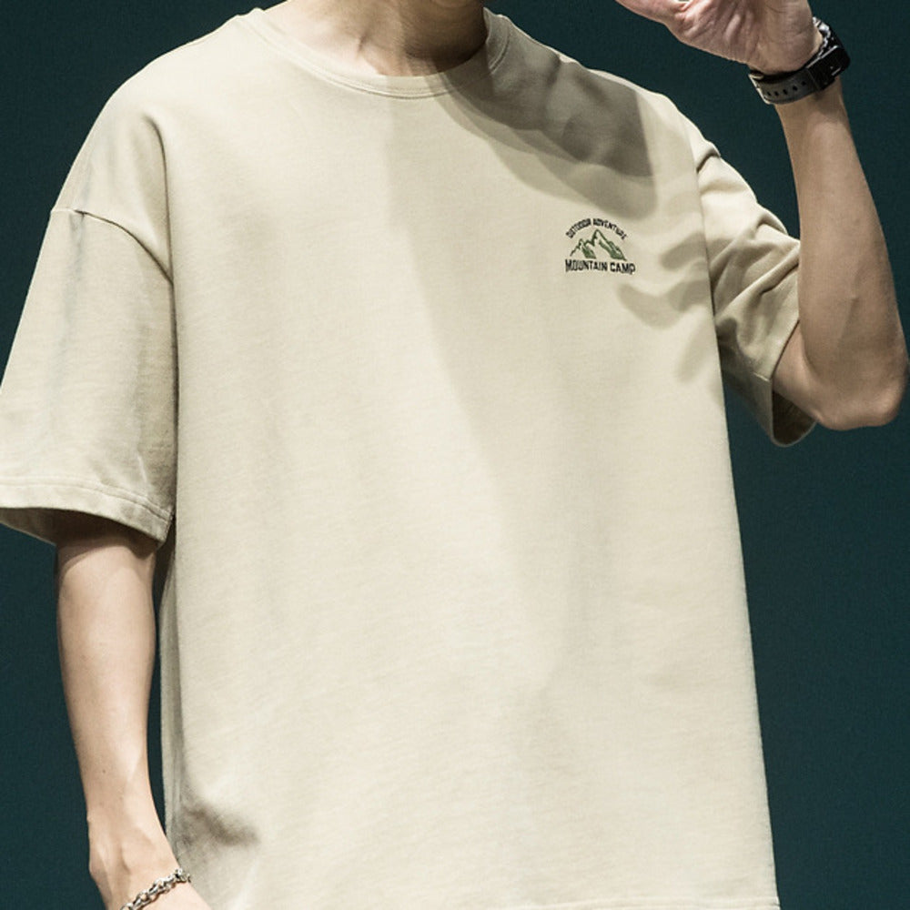 夏季大印花短袖t恤男寬松大碼ins潮流T恤上衣男