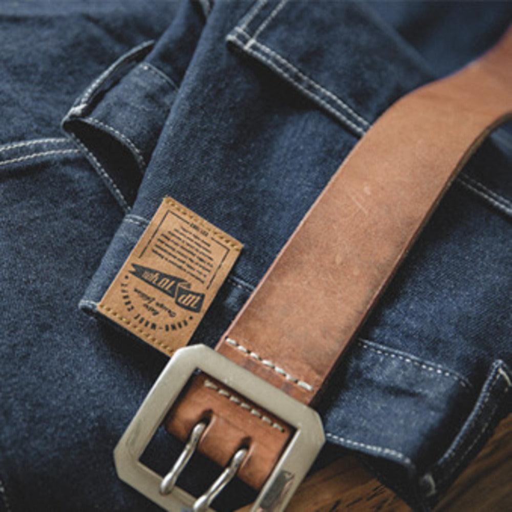 復古港風闊腿褲深藍色oversize寬松直筒牛仔長褲