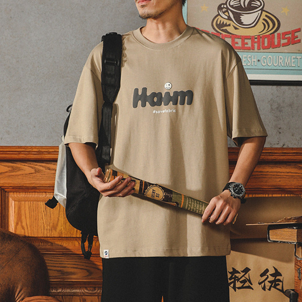 美式復古短袖t恤夏季新款純棉印花潮牌寬松大碼t恤