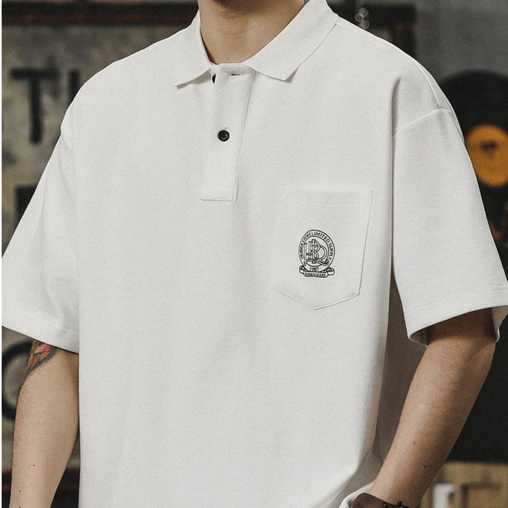 高級感舒適翻領T恤男士潮牌高端黑色簡約寬松潮流百搭短袖Polo衫
