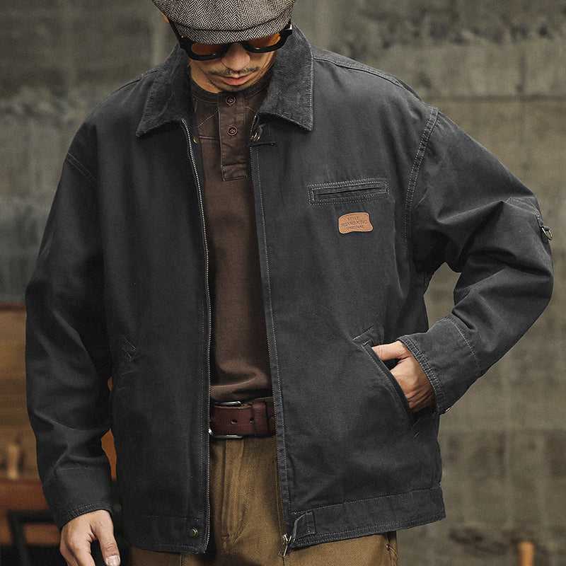 美式復古平替卡哈特工裝外套男春季寬松翻領底特律獵裝夾克