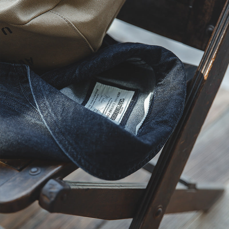 美式休閑水洗丹寧夾克阿美咔叽vintage藍色牛仔外套