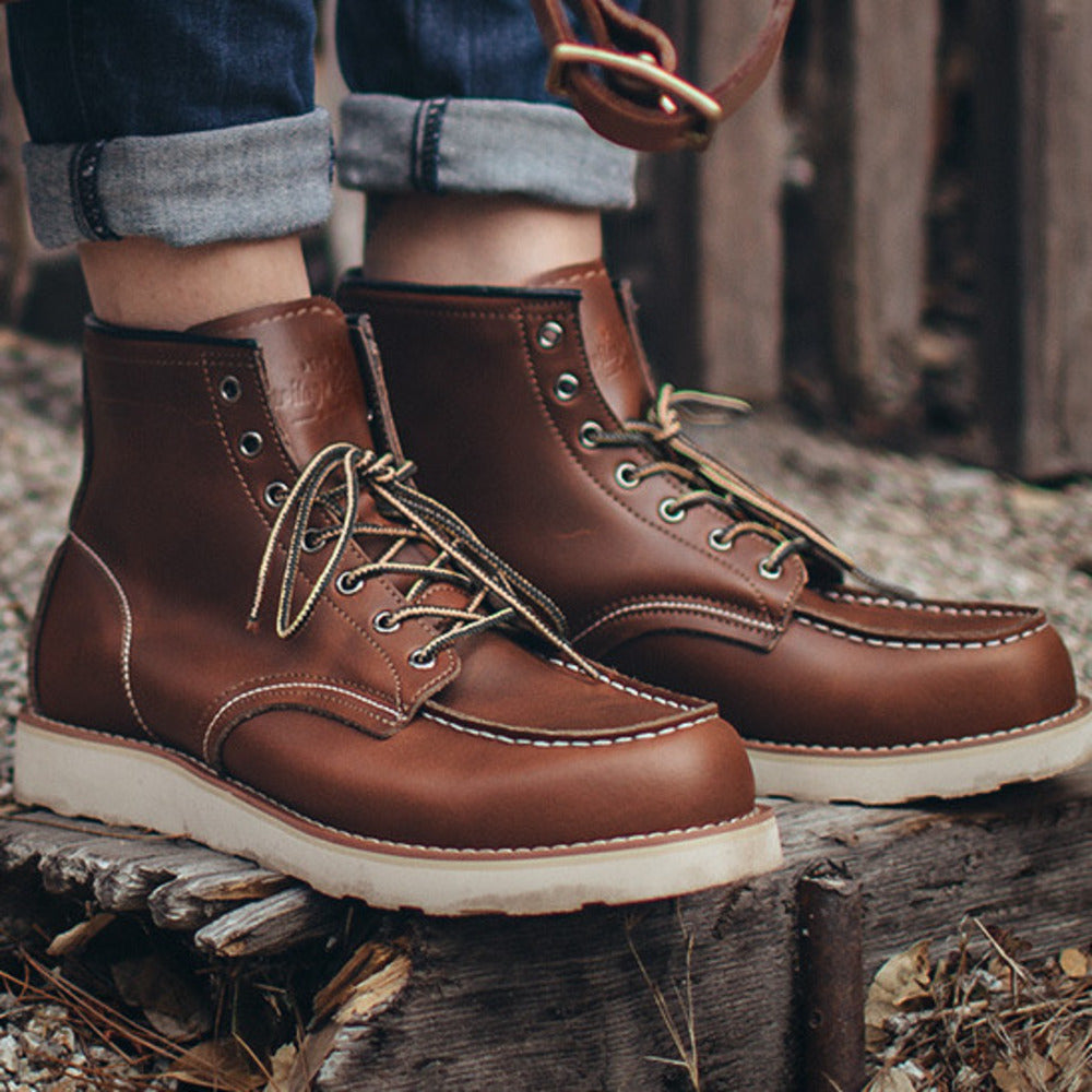 875工裝靴中幫英倫風皮鞋復古阿美咔叽真皮馬丁靴