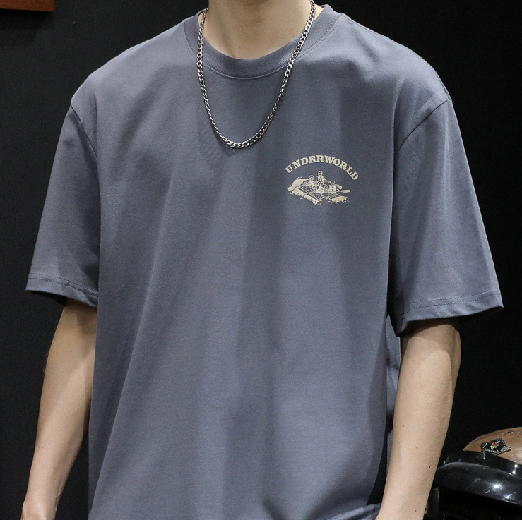 美式t恤短袖男夏季潮牌印花宽松休闲圆领纯棉潮流半截袖衣服