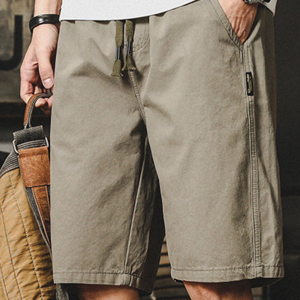 美式工裝短褲男款夏季寬松大碼純色百搭直筒五分休閑褲子