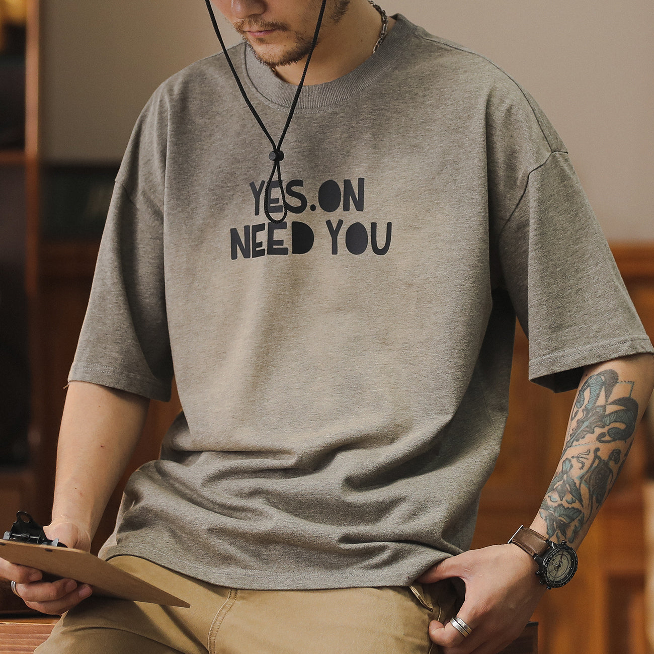 美式純棉圓領短袖t恤夏季潮牌水洗寬松大碼