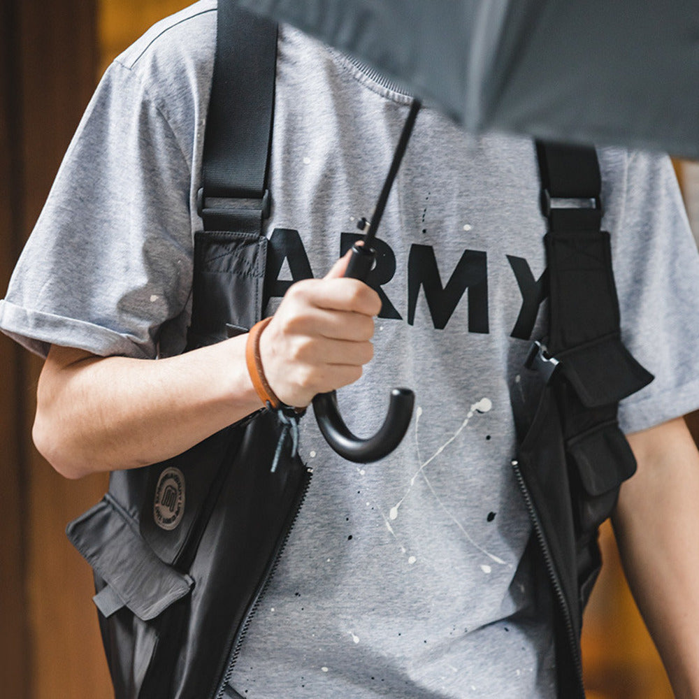 復古多口袋機能風馬甲無袖坎肩背心兩用挎包外套