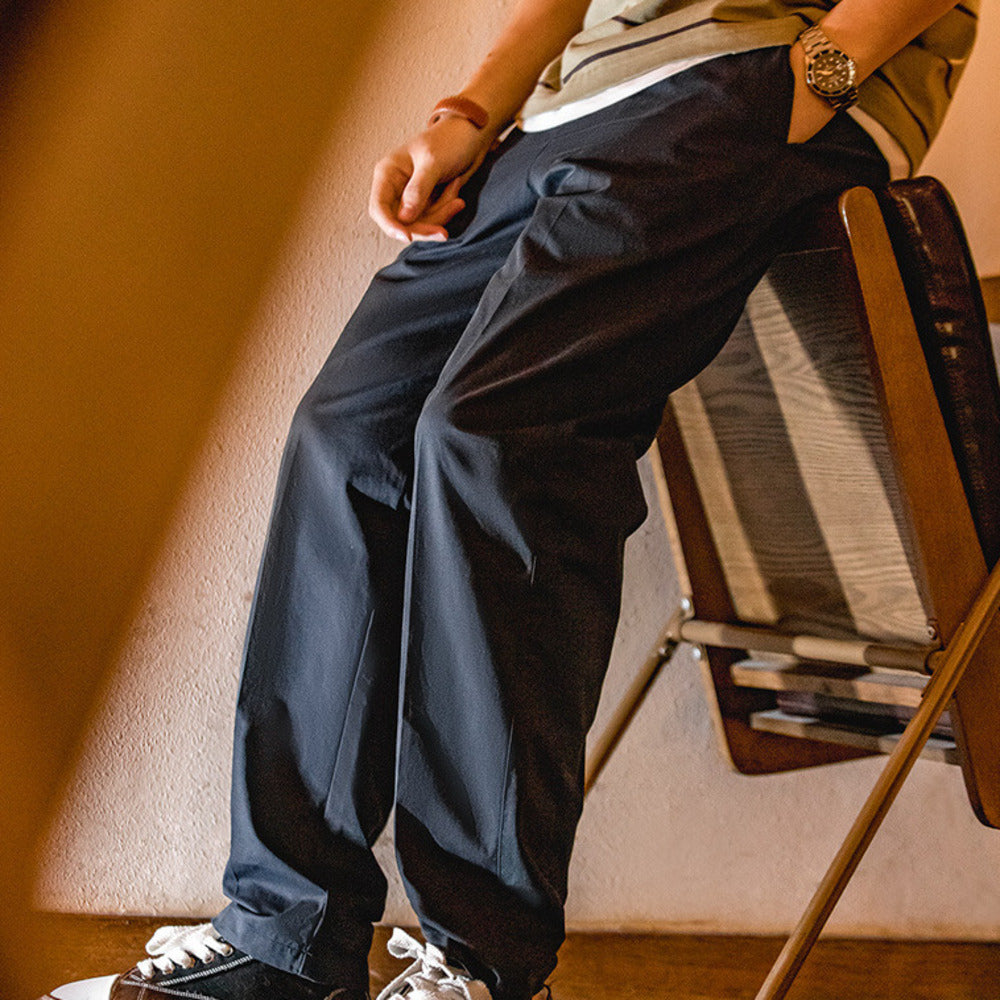 美式復古直筒卡其休閑褲錐形中腰垂感西裝卡其長褲