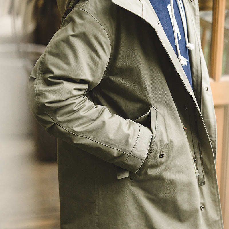 冬季美式復古M51魚尾風衣派克服棉衣中長款連帽