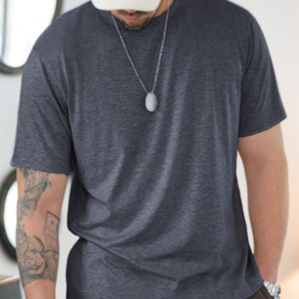 美式休閑混紡無痕短袖T恤薄款透氣純色圓領打底汗衫