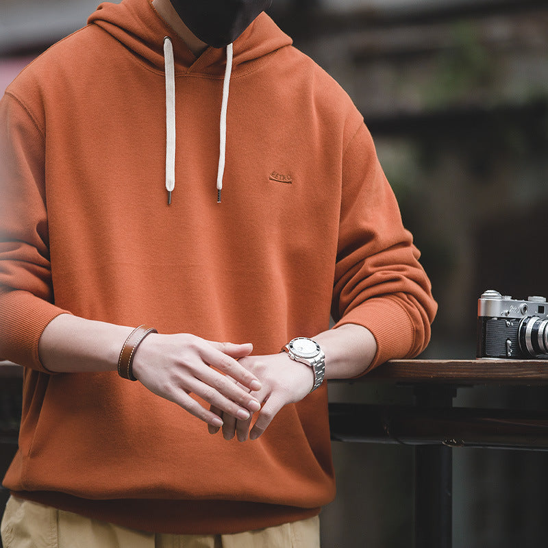 復古灰色連帽衛衣vintage阿美咔叽純色運動外套