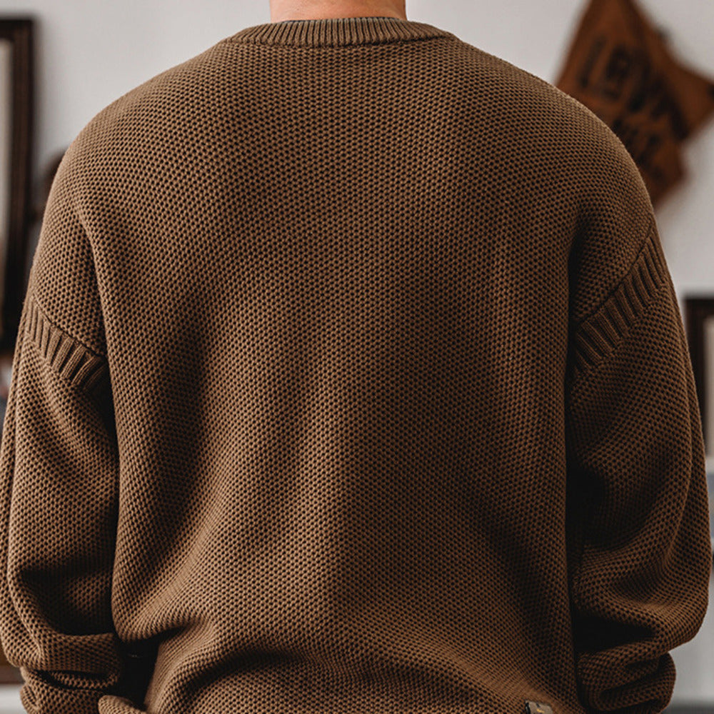 美式復古冬季歐美炸街針織衫男士寬松保暖線衣