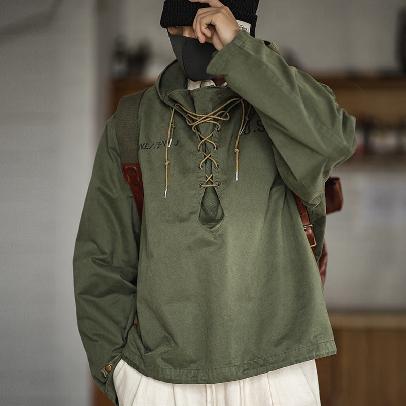 美式復古二戰甲板服短款風衣惡劣天氣外套連帽衫