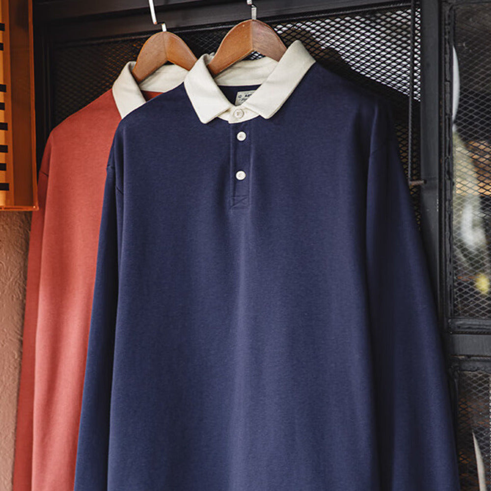 復古針織撞色polo衛衣學院風翻領長袖