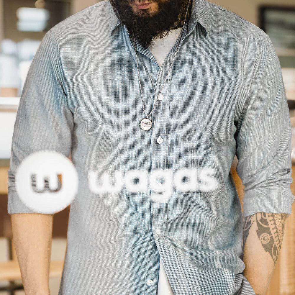 休閑千鳥格襯衫紐扣通勤商務格子長袖襯衣