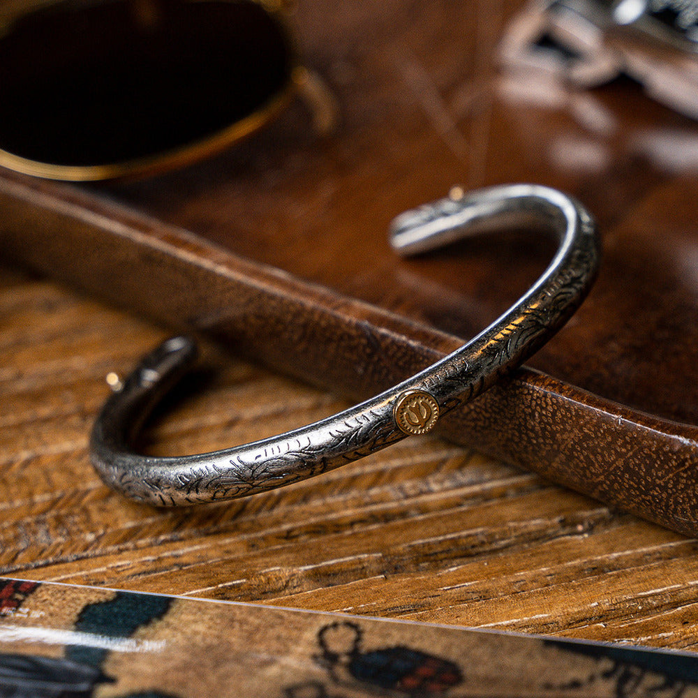 印第安民族風格小眾平價手環高喬復古風唐草金鷹手鐲