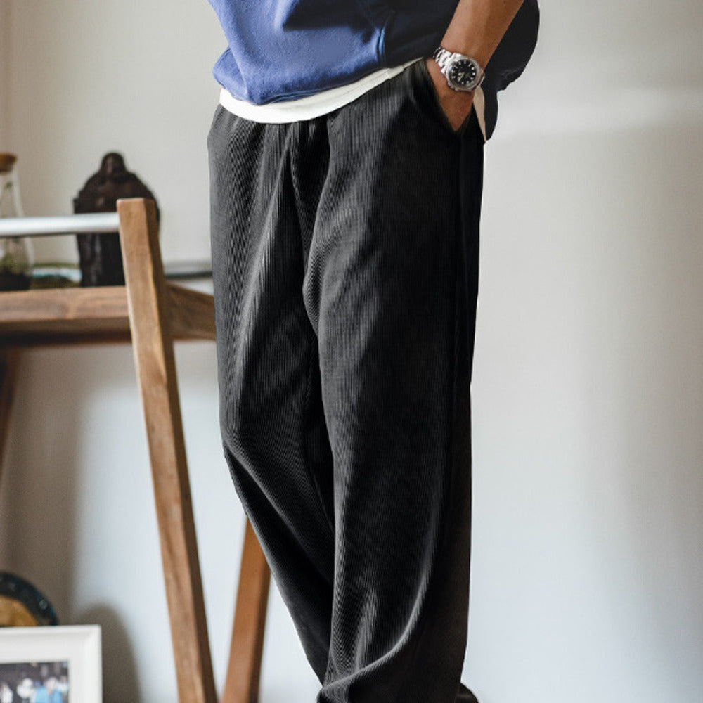 雪尼爾免燙垂感聰明褲束腳慵懶直筒休閑長褲