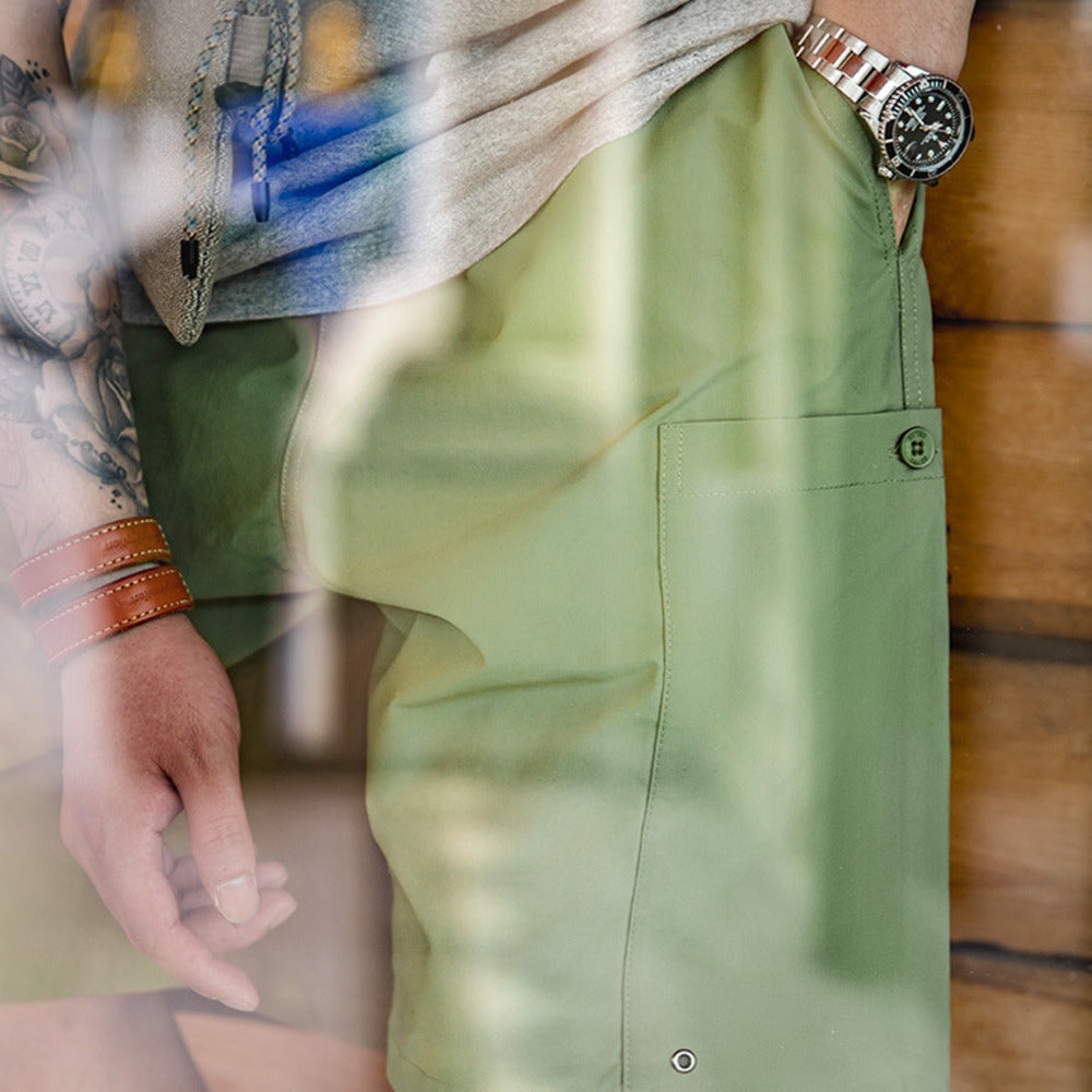 美式水洗直筒涼感大口袋機能中褲